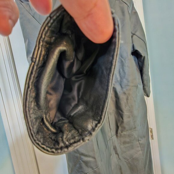 VTG MED Classic Laura Winston Black Leather Women's Button Up Long Trench Coat - Picture 12 of 16